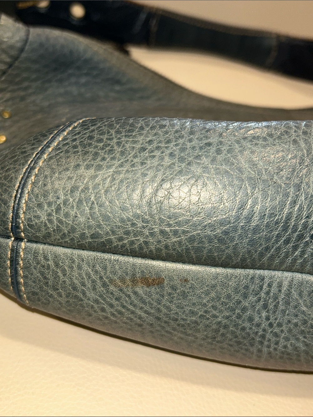 Coach RARE Mia Laced Studded Teal Leather Shoulder Hobo - Picture 15 of 17